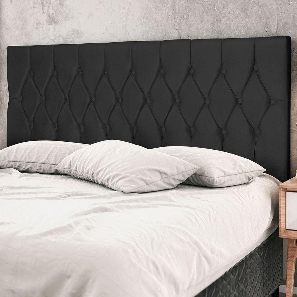 Cabeceira Solteiro Jbe Moveis Madri 94cm Preto Cama Box 88cm