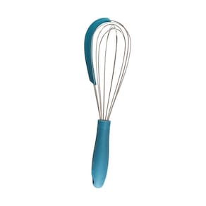 Batedor De Ovos Com Raspador De Silicone E Metal Azul