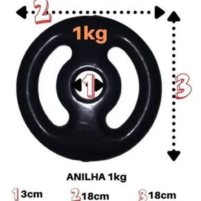 Kit 4 X Anilhas De 1Kg Emborrachada Super Premium Preta