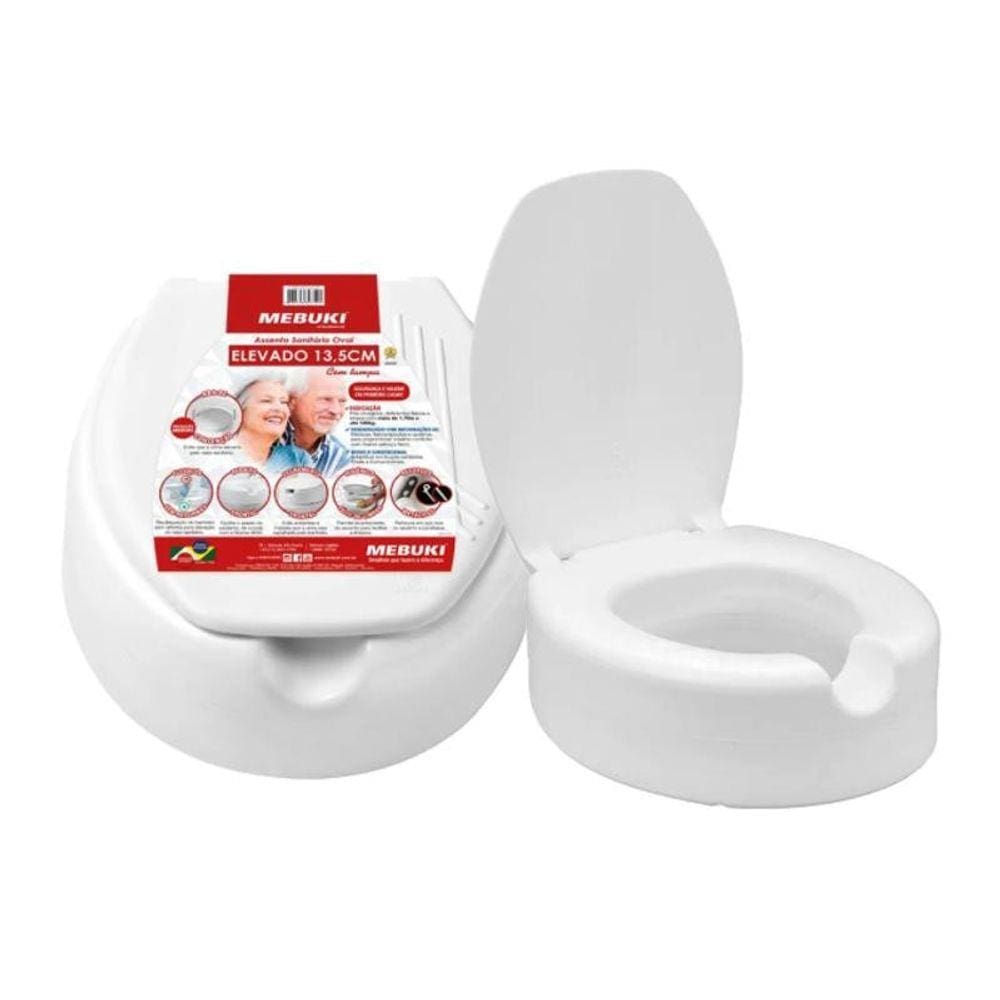 Assento De Vaso Elevado 13,5Cm Com Tampa Pne - Mebuki