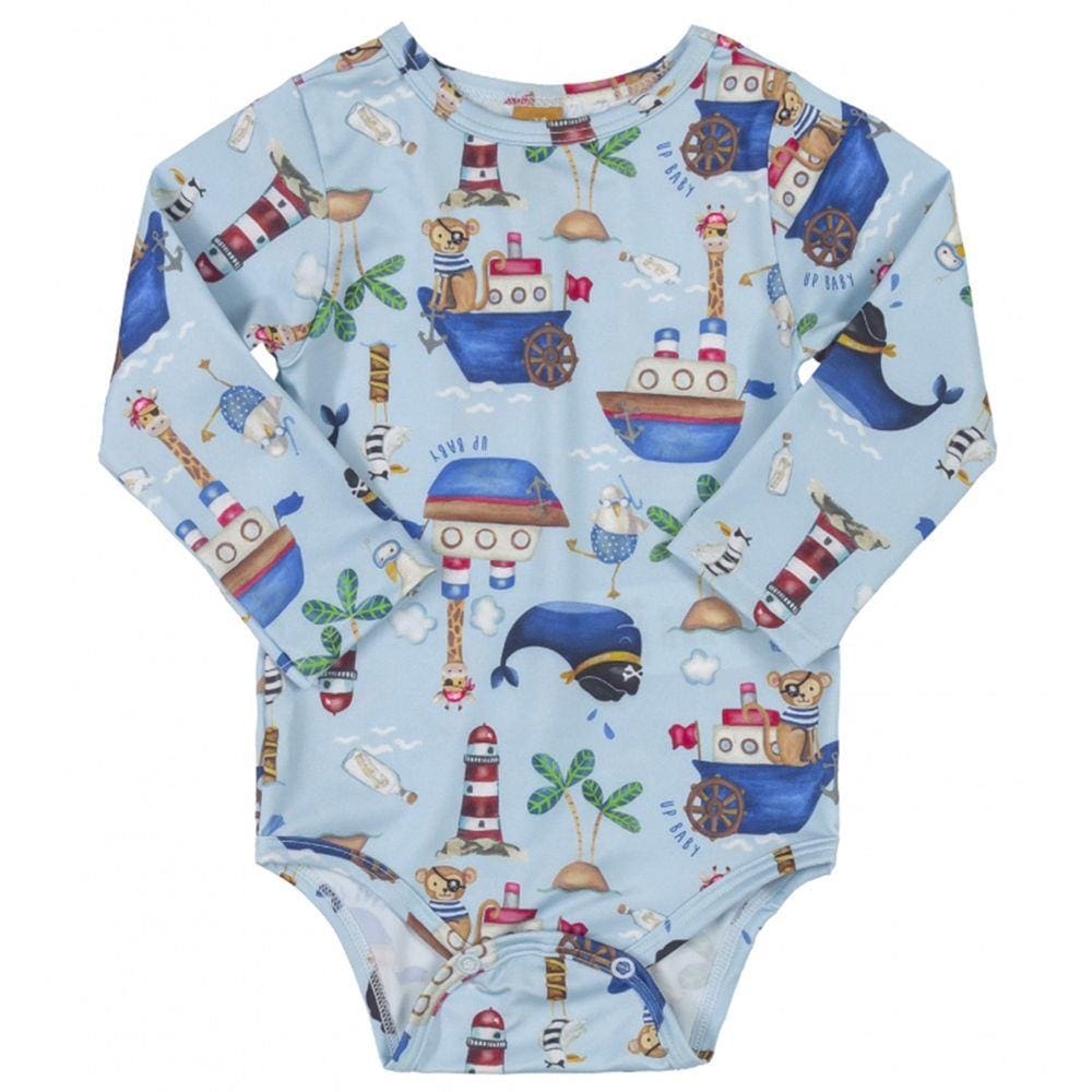 Body Praia Infantil Barquinhos Azul Up Baby