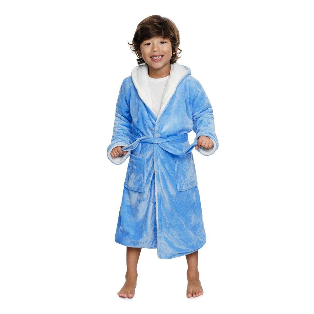 Roupão Infantil Bebe Banho Com Capuz Clounds Blue