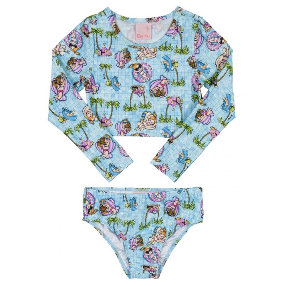 Biquíni Infantil Cropped Piscina Azul Quimby