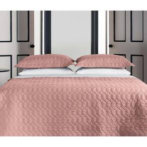 Kit Colcha Queen 180 Fios 100% Algodão Matelado Rosa