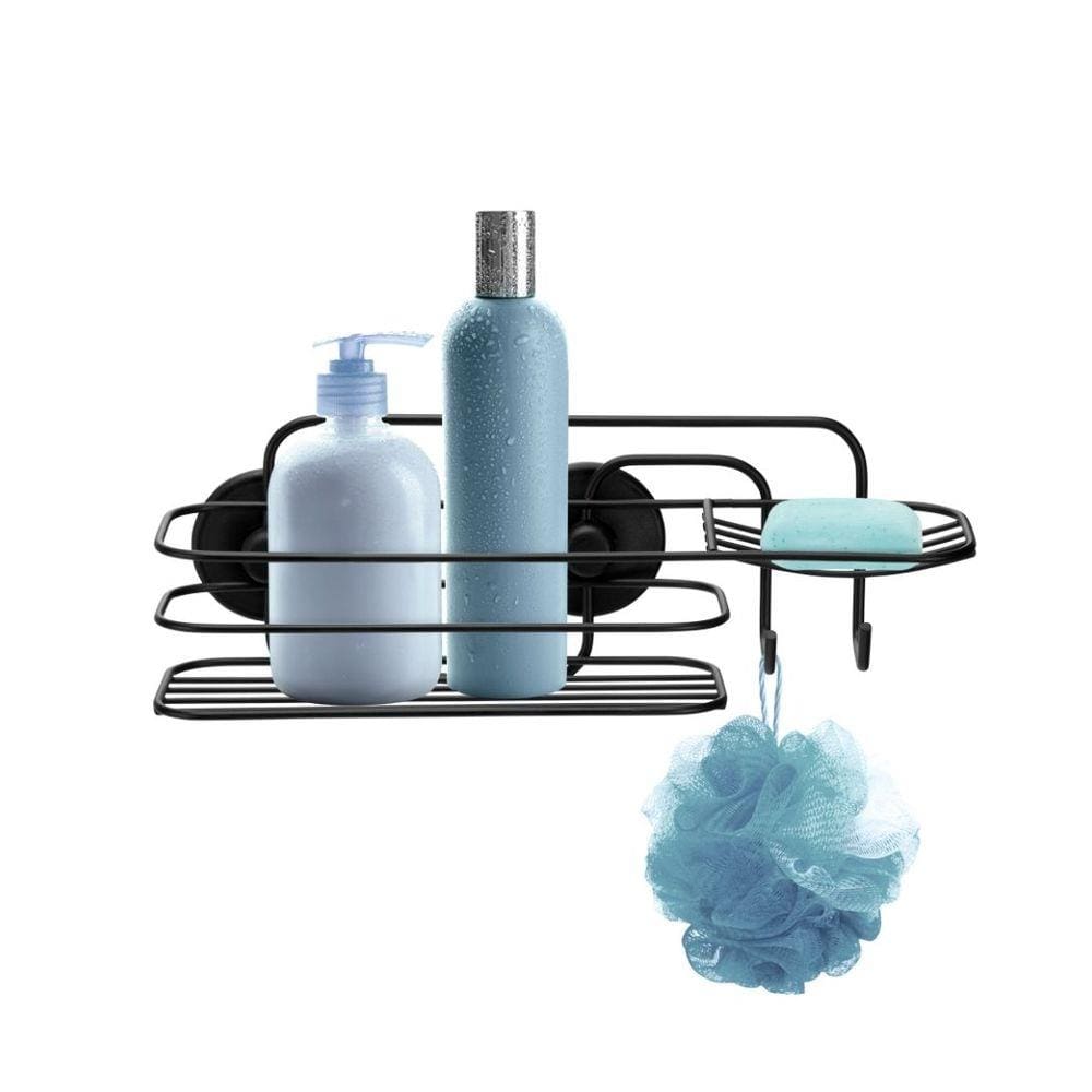Porta Shampoo Com Saboneteira E Gancho Linha Black Arthi