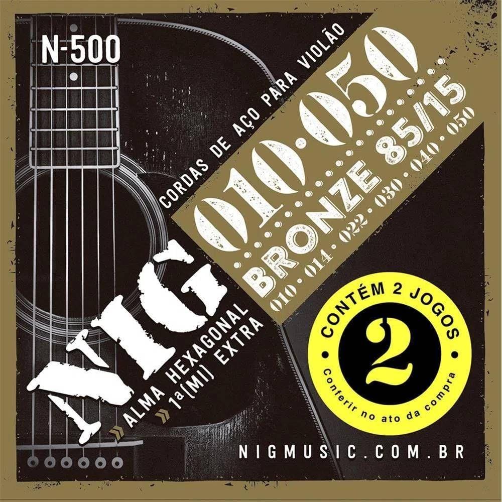 Encordoamento Duplo Bronze 010/050 Para Violão 2.N-500 - NIG