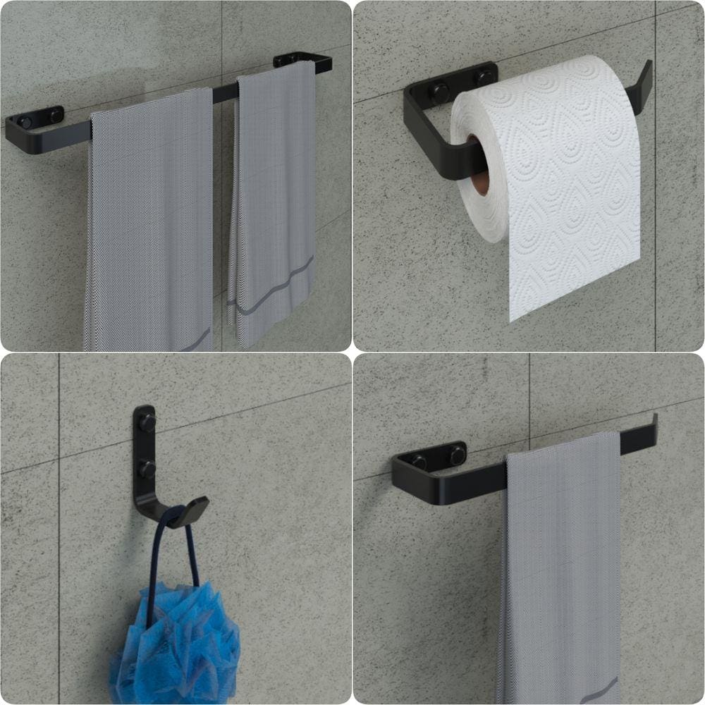 Kit Acessórios Para Banheiro Preto Fosco 4 Peças