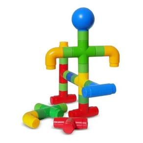 Blocos De Montar Tubo Mania 50 Peças Brinquedo Educativo