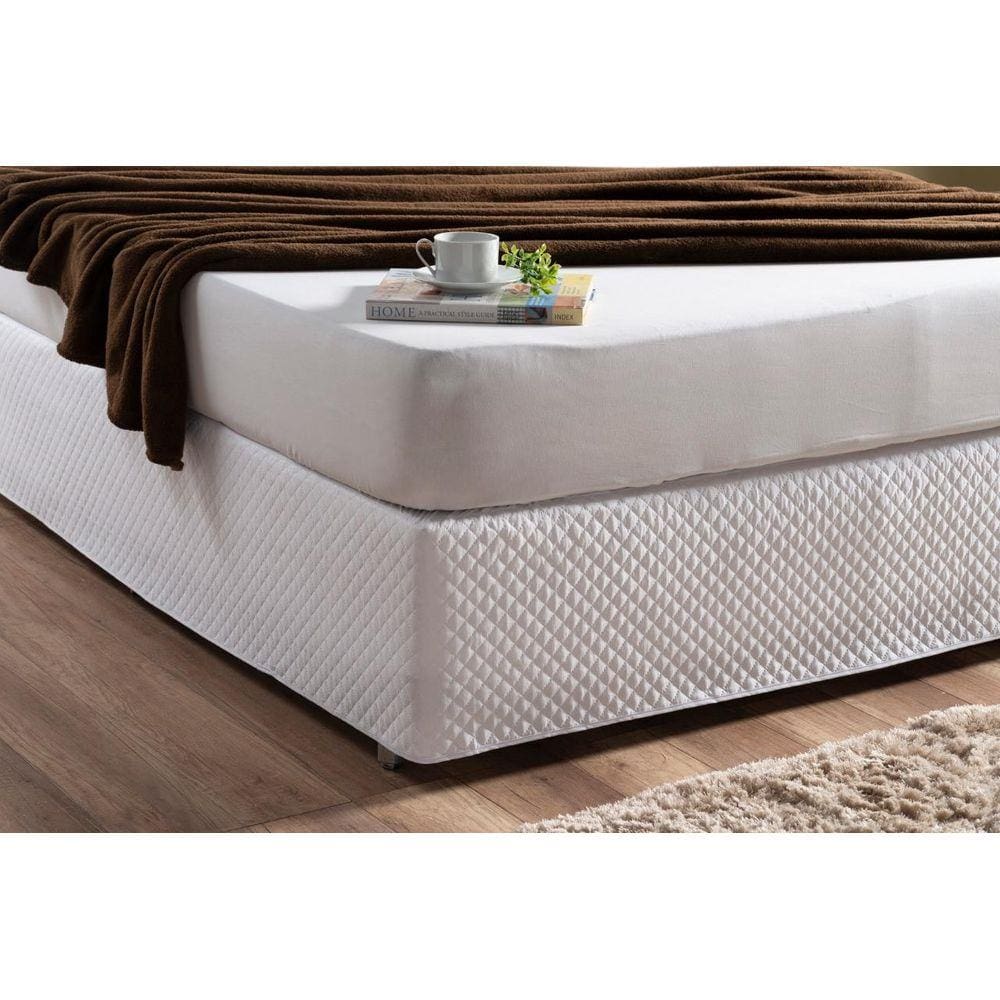 Saia Box Para Cama Casal Queen Branca Matelada Com Elástico