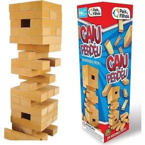 Jogo Caiu Perdeu Torre de Madeira com 54 Blocos