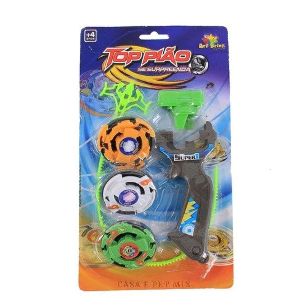 Kit 4 beyblades + Arena peão infantil brinquedo criança