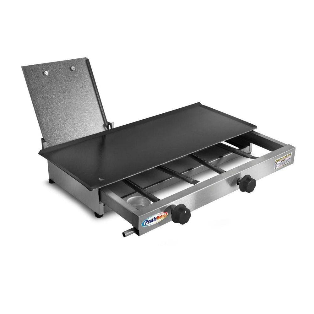 Chapa Lanche 60X30Cm Com Prensa Á Gás - Inox Pratic Metal