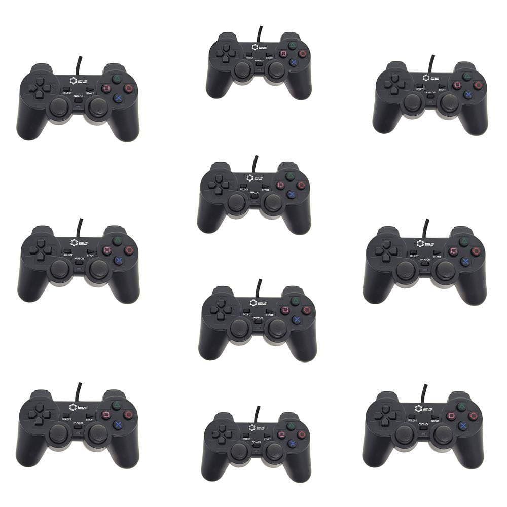 Kit 10 Controle Dualshock 2 Com Fio Ps2 Preto Lotus Ct007