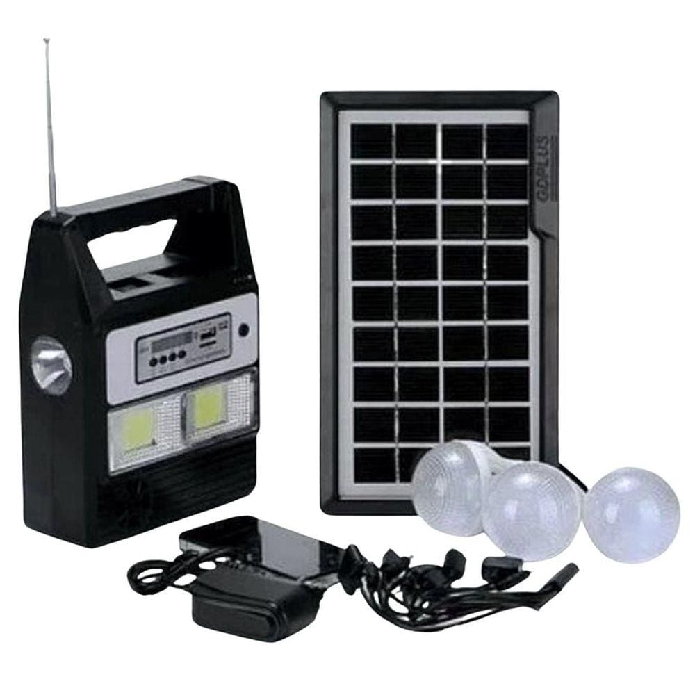 Kit Gerador Energia Solar Rádio Bluetooth Placa Solar 3Lamp