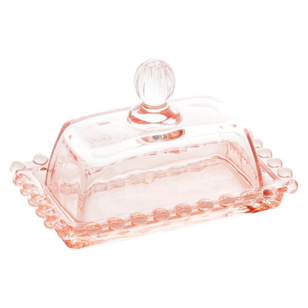 Manteigueira Cristal Pearl Rosa 14X9X8Cm - Wolff