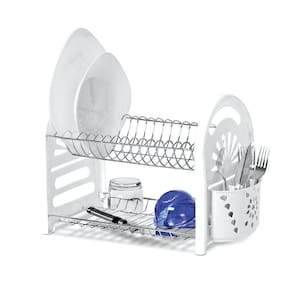 Escorredor Pratos E Copos Com Porta Talheres Duplo Branco