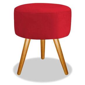 Puff Para Sala Pé Palito Suede Vermelho 50 Cm Altura