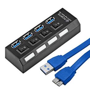 Hub Usb 3.0 Super Speed com botão de liga e desliga