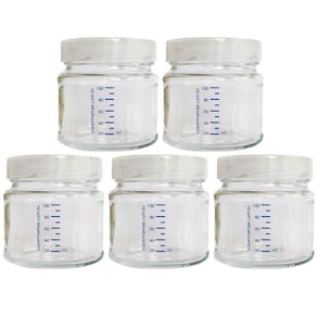 Kit com 24 Potes de Vidro para Armazenar Leite Materno 100ml com Graduação