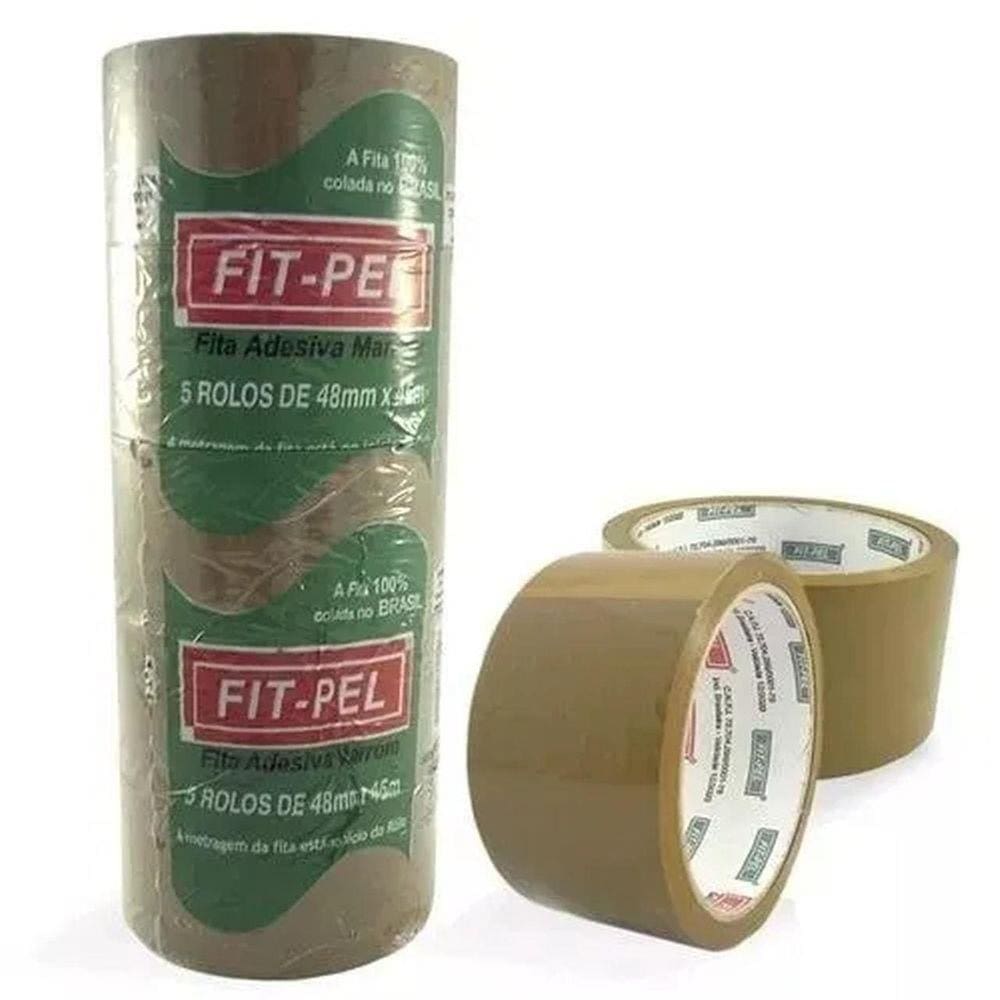 Kit 5 Rolos Fita Adesiva  Marrom