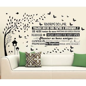 Adesivo Decorativo Parede Arvore E Frase Para Regra Do Lar