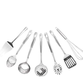Conjunto Utensílio Cozinha Aço Inox Kit 7 Peças Excelente