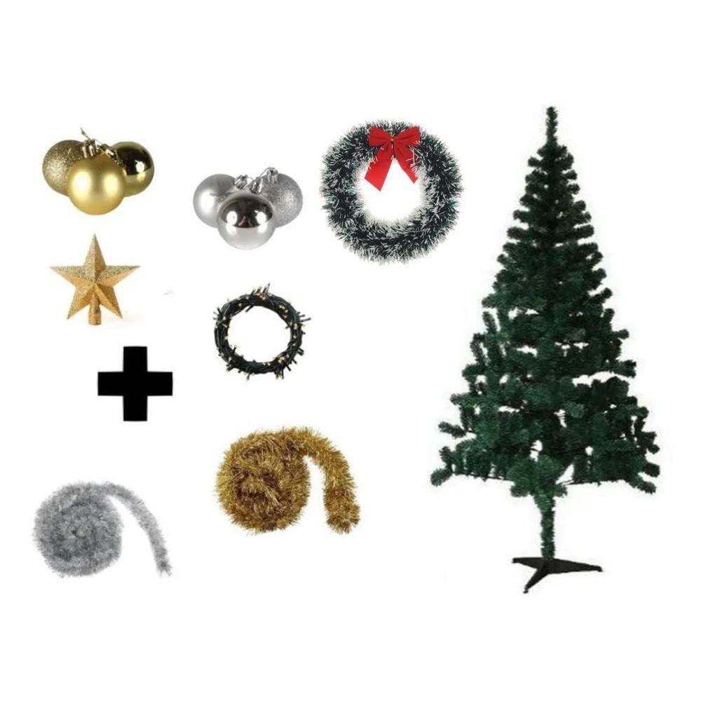 Árvore De Natal Decorada 2,10cm 450 Galhos Com 7 Itens