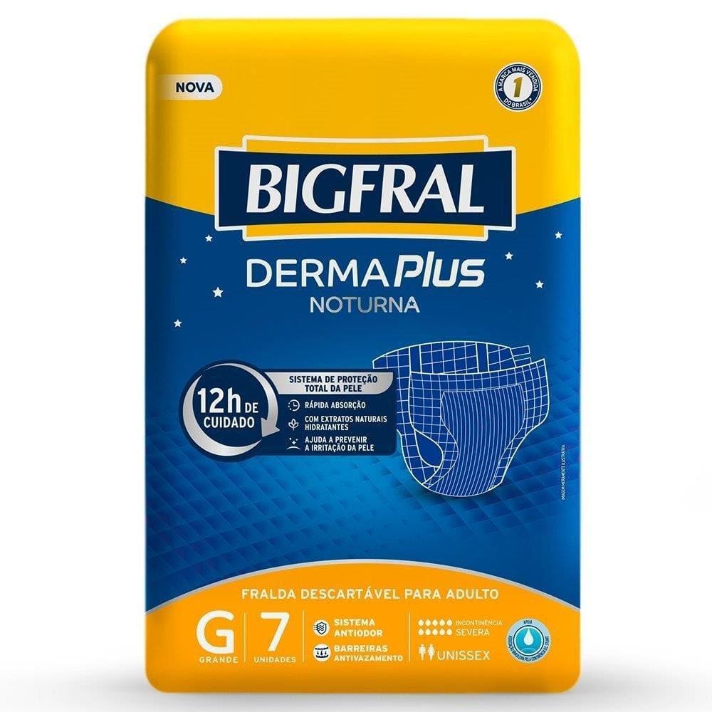 Fralda Descartável Geriátrica/Adulto Bigfral Plus Noturna Grande 8 Embalagens com 7 Tiras