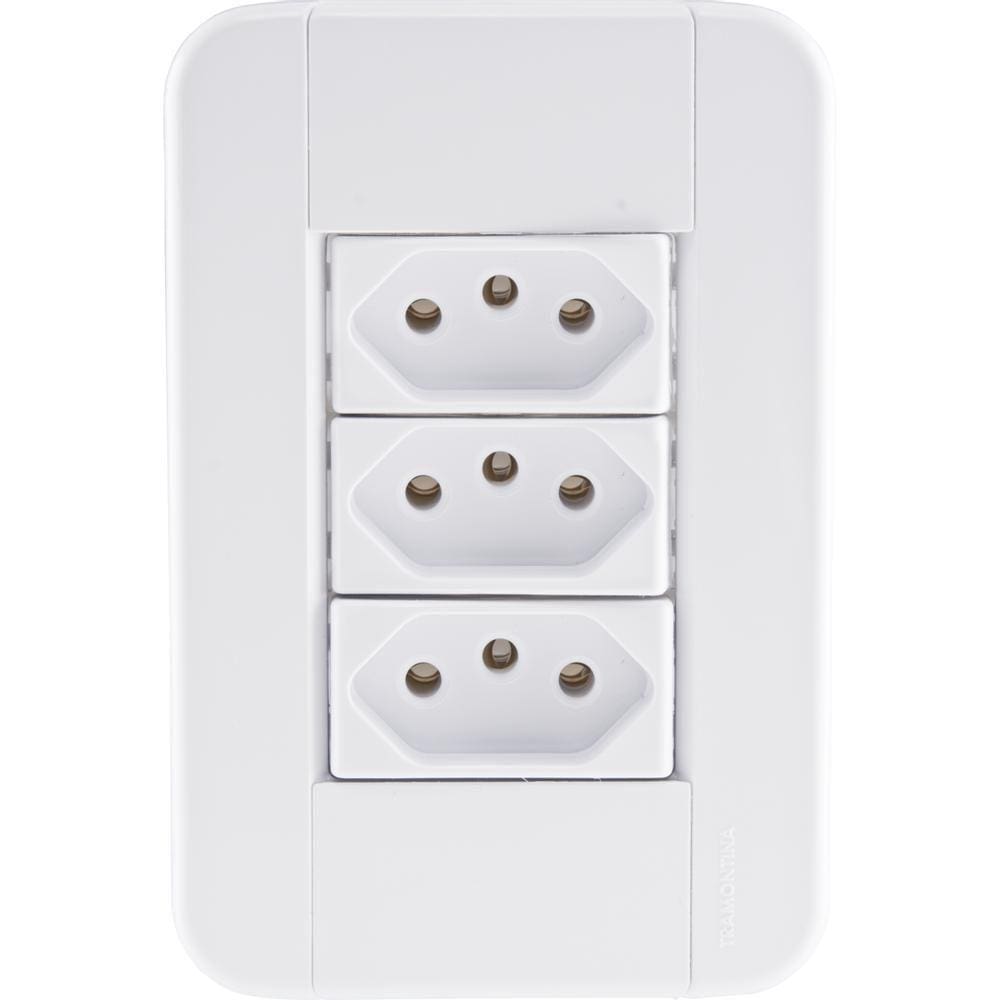 Conj 4x2 3 Tomadas 2p+t 20 A 250 V Tramontina Tablet Branco