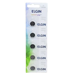 Bateria Moeda Cr1220 3v Pilha Lithium Elgin com 5 Unidades