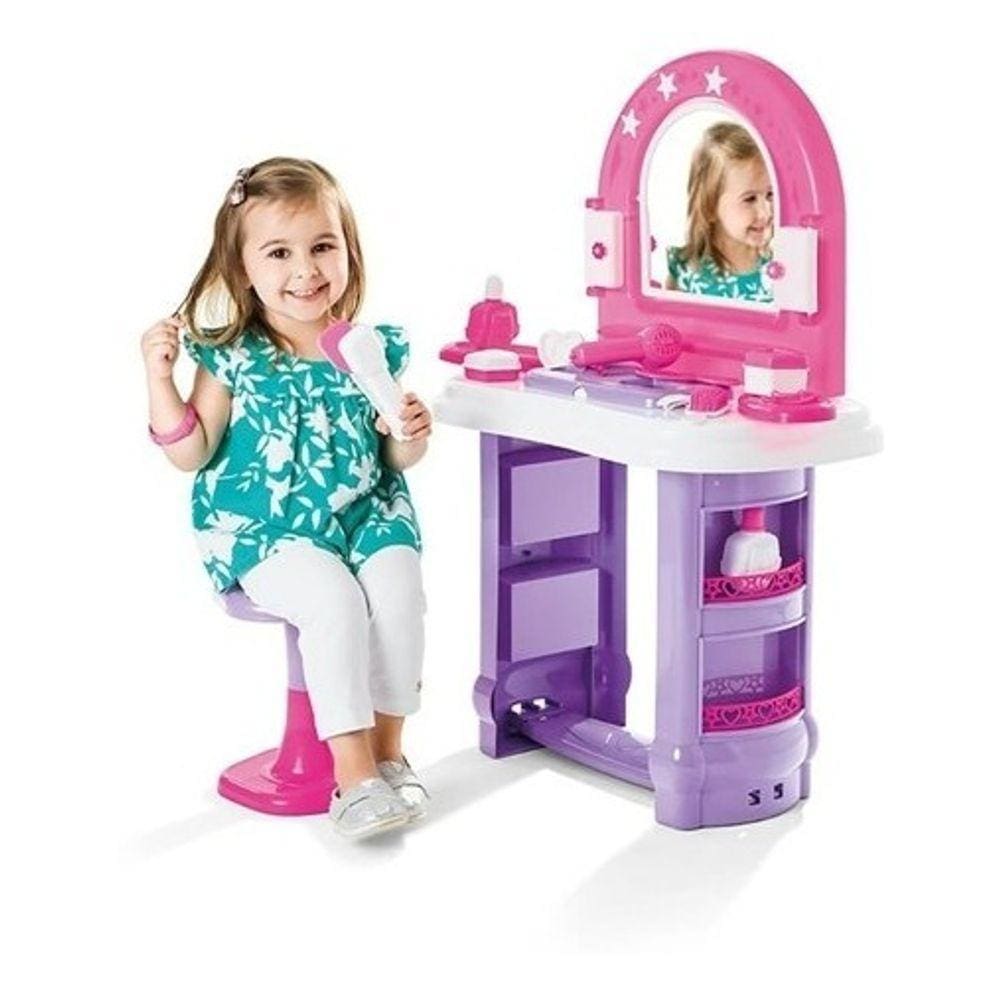 Camarim Infantil De Maquiagem Penteadeira Salão De Beleza