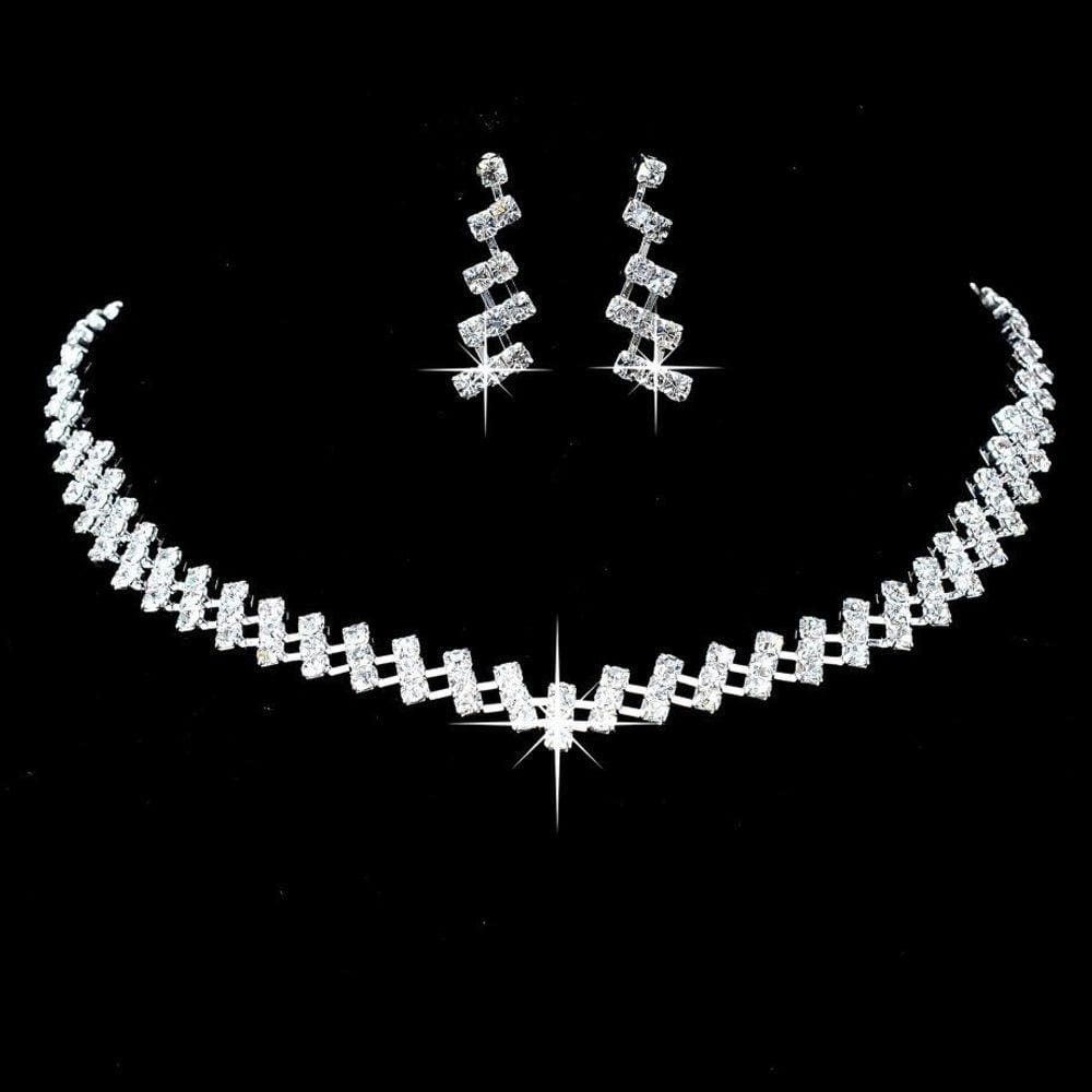Conjunto Colar Brinco Strass Prata Festas, Noiva, Debutante, Casamento e 15 anos