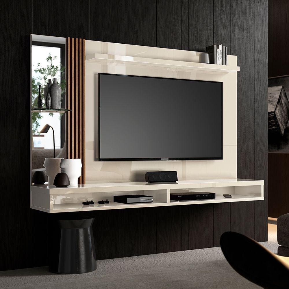 Painel Home Paris Para Tv Até 55" Ripado Com Espelho