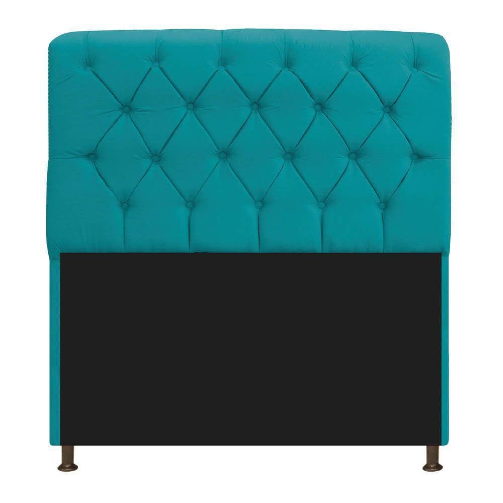 Kit Cabeceira Lady Recamier Félix 100cm Suede Azul Turquesa