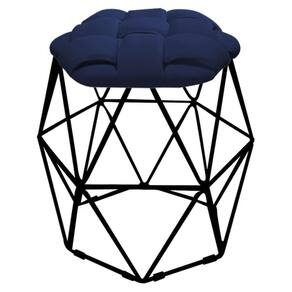 Kit 04 Puff Banqueta Luna Nó Preto Corino Azul Marinho