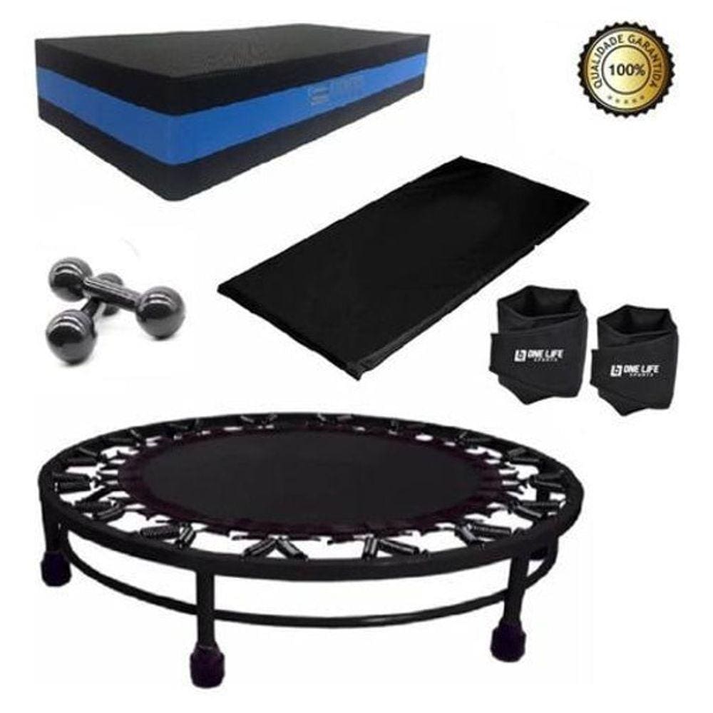 Kit Aeróbico Mini Jump+Colchonete+Peso3Kg+Caneleira5Kg+Step