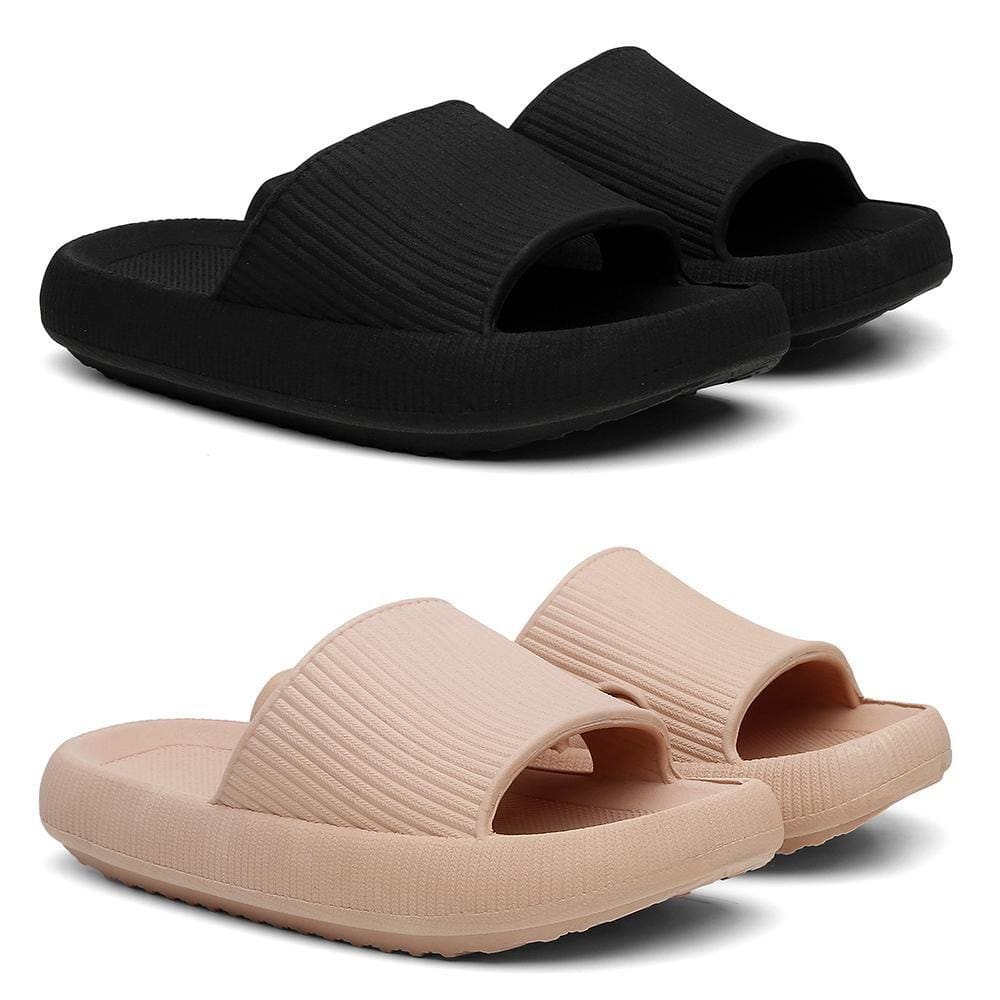 Kit 2 Chinelos Nuvem Slide Flexível Macio Moderno Tendência