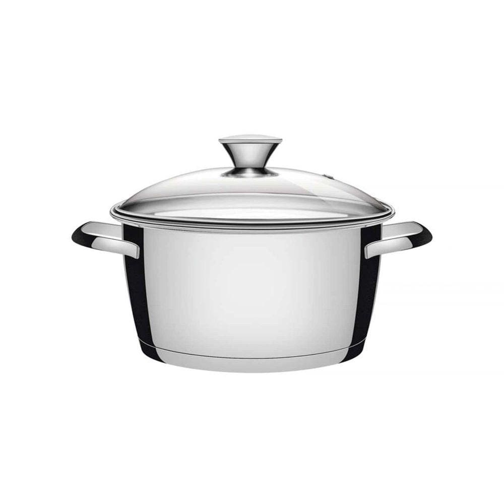 Caçarola Funda Tramontina Allegra em Aço Inox com Fundo Triplo e Tampa de Vidro 24 cm 5,7 L Tramontina