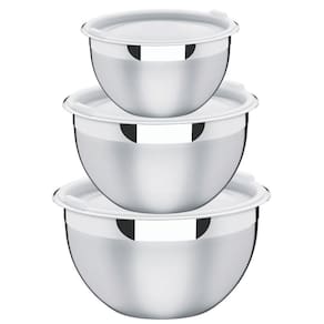 Jogo De Potes Cucina Em Aço Inox Com Tampa Plástica 3 Peças