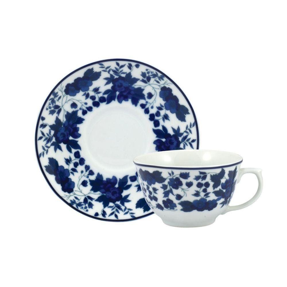 Conjunto De Xícara De Chá Com Pires 06 Peças Folhagem