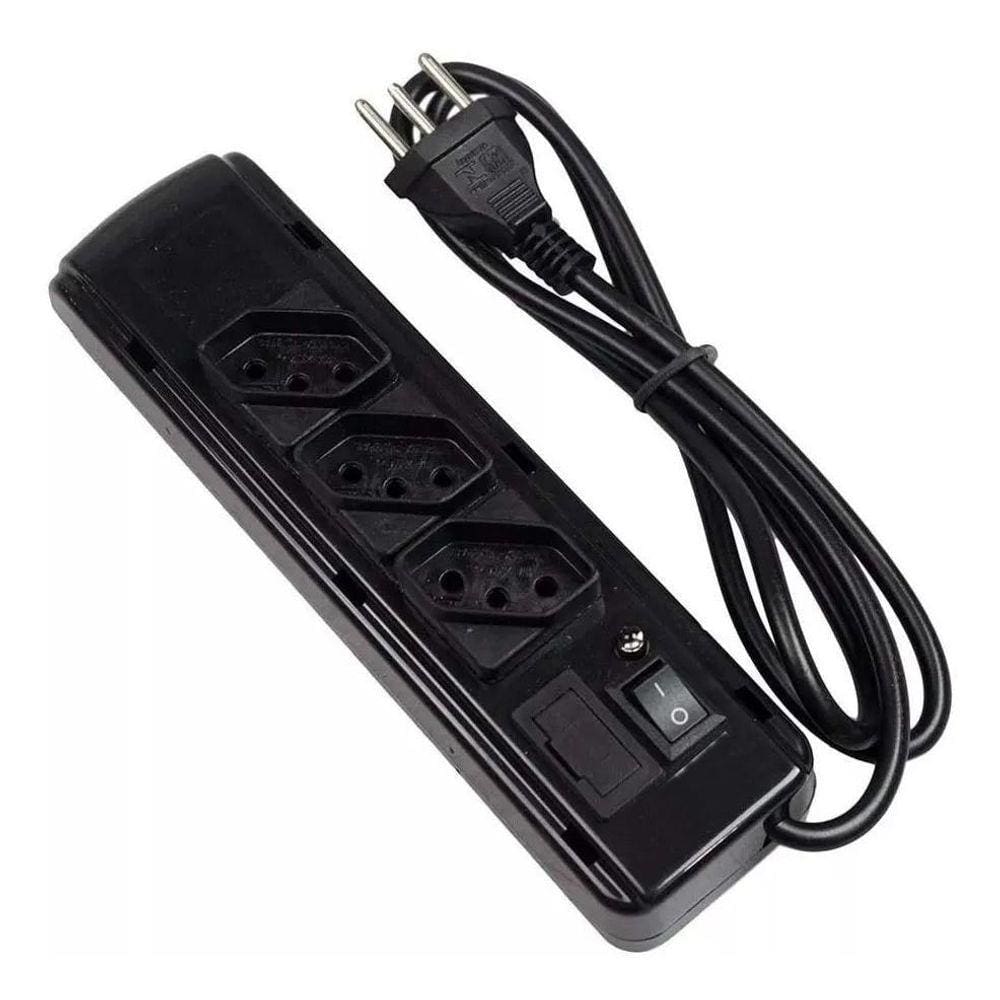 Extensão Elétrica 3 Tomadas Diagonal Bivolt Cabo 85Cm