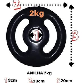 Kit 4X Anilhas De 2Kg Emborrachada Super Premium Preta