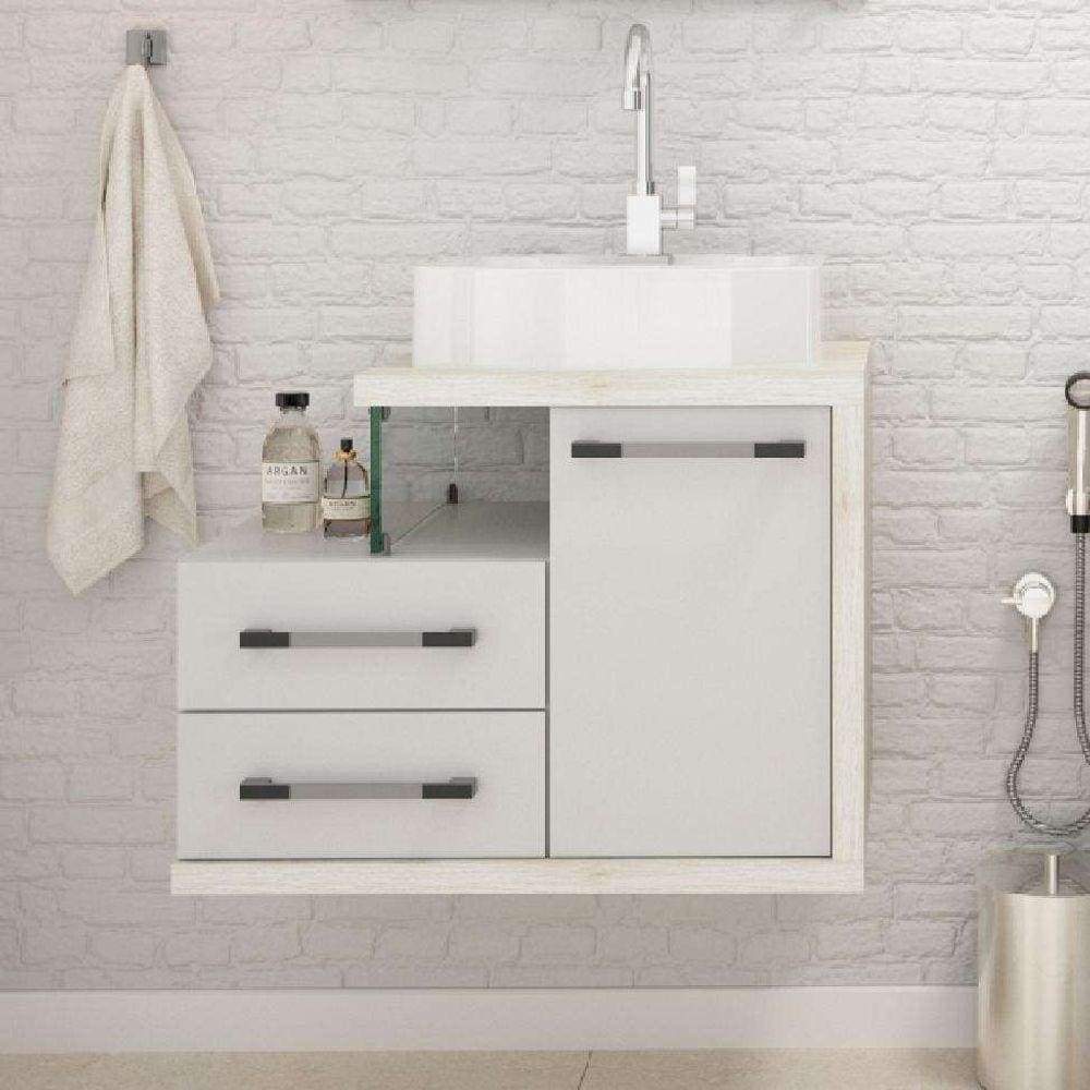 gabinete de banheiro com cuba aria 41 wood 1 pt 2 gv branco e snow
