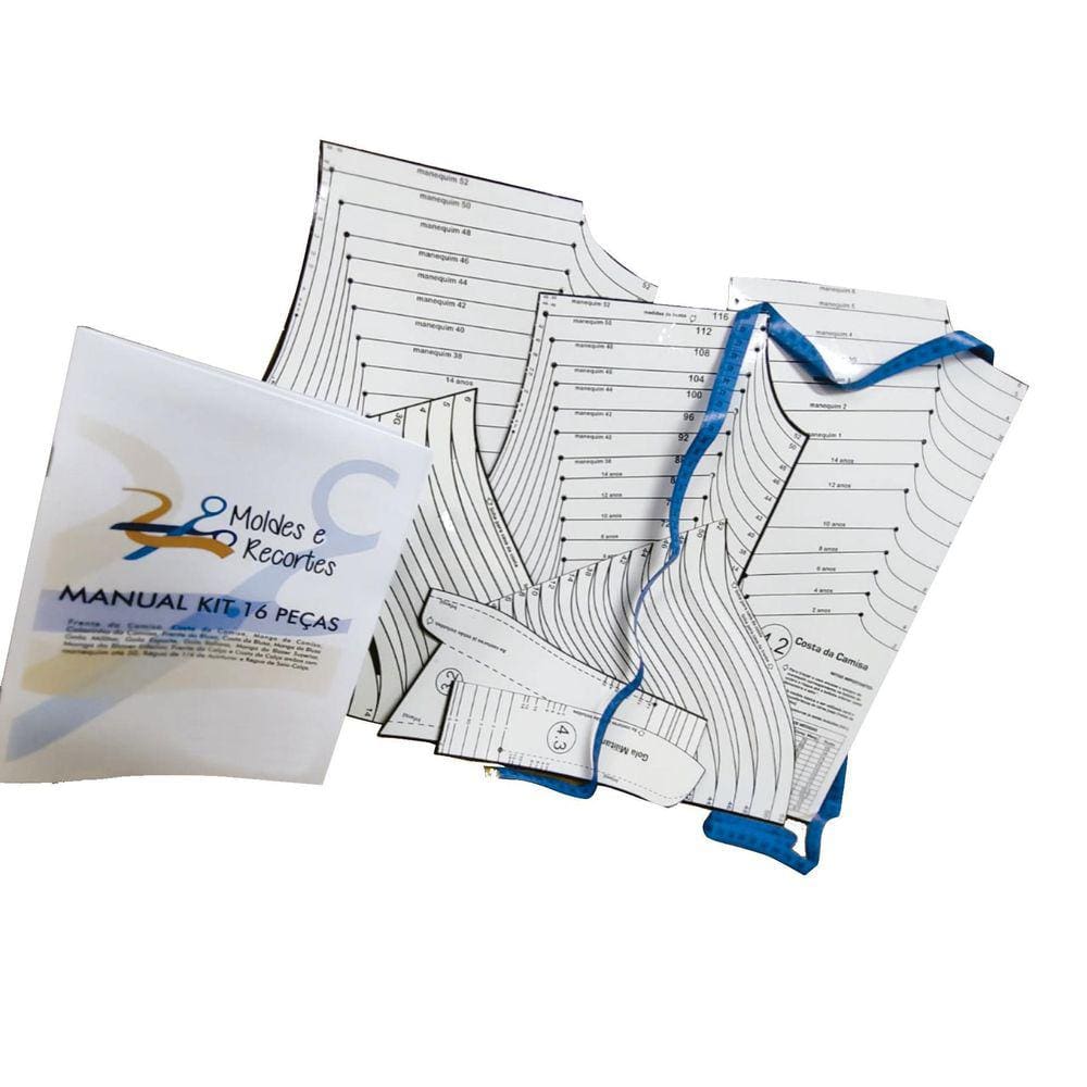 Kit Moldes De Roupa 16 Peças - Completo + Kit De Réguas Mdf