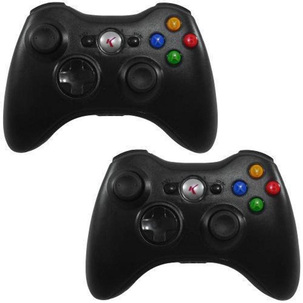 Kit Com 2 Controles Para Xbox 360 Sem Fio - A Pilha