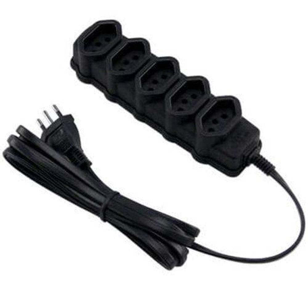 Extensão Slim 5 Tomadas 3M Tripolar Preto