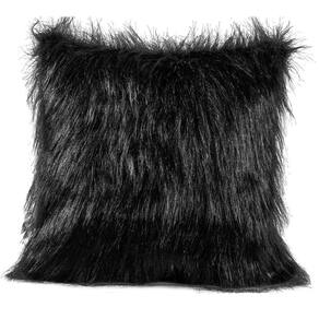 Capa De Almofada Plush Pelúcia Preto 45cm X 45cm Pelo Alto