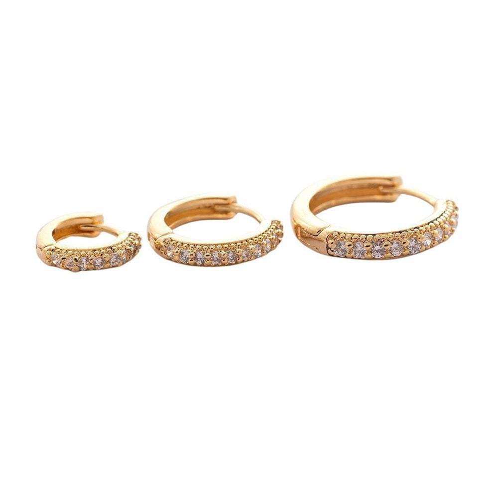 Brinco Trio De Argolinha Com Fio Lateral Folheado Em Ouro 1