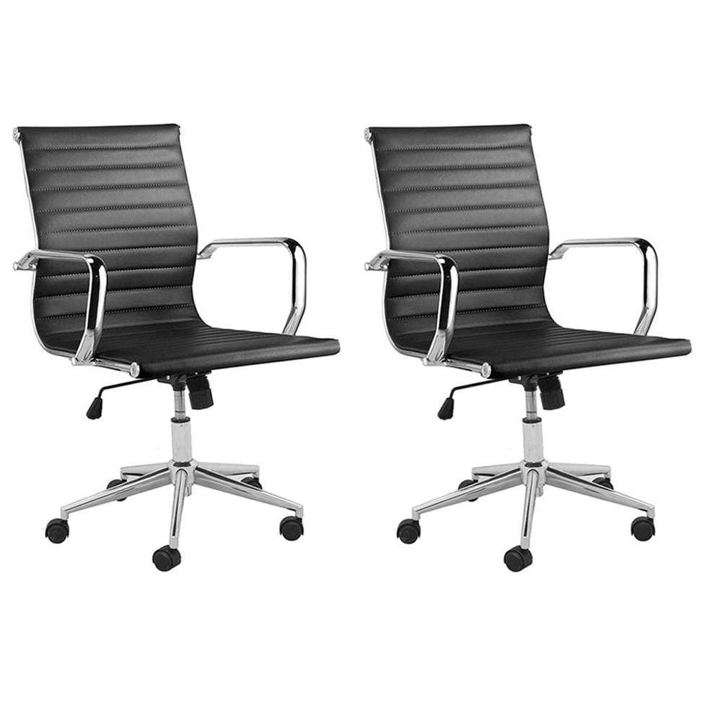 Conjunto com 2 Cadeiras de Escritório Sevilha I Preto