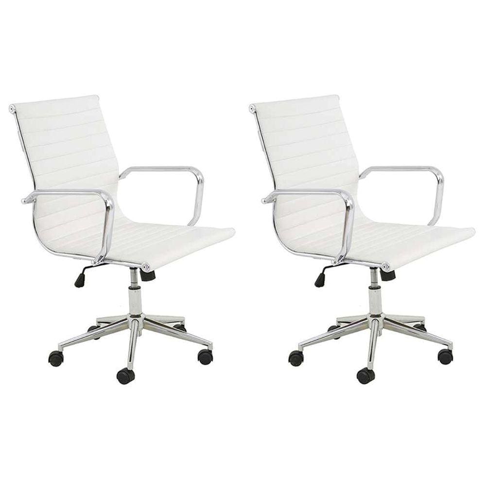 Conjunto com 2 Cadeiras de Escritório Sevilha I Branco